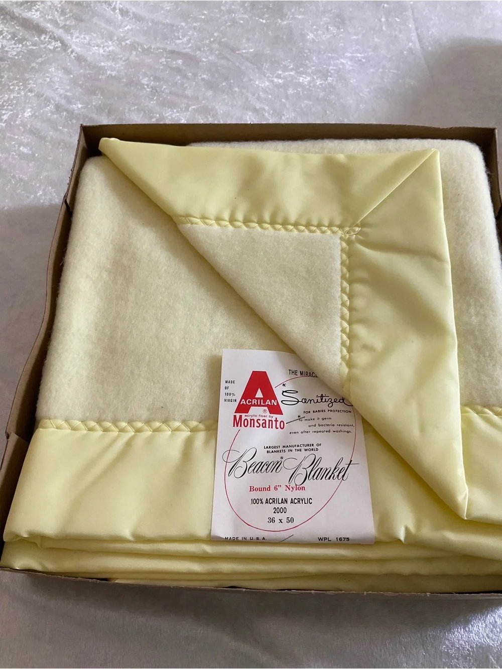 Beacon Pale Yellow Baby Blanket - Soft Acrylic Throw Vintage